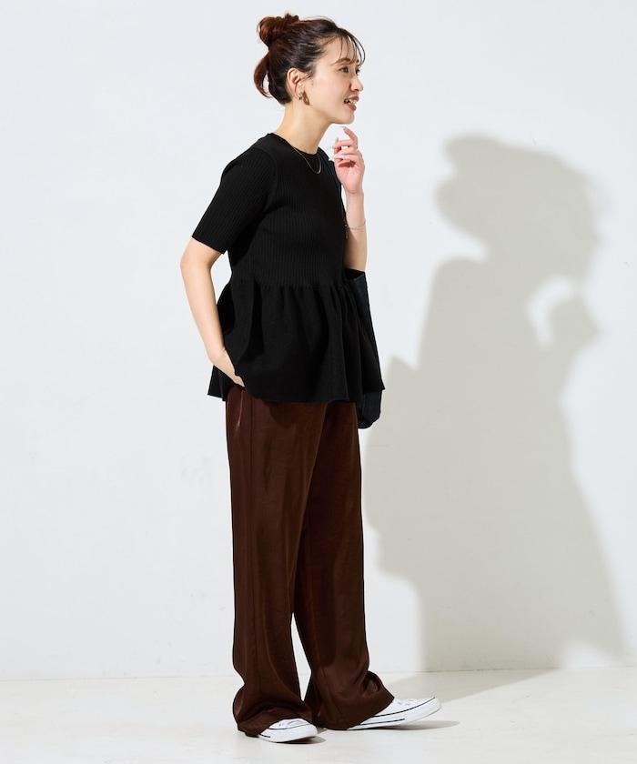 夏季針織短袖荷葉邊上衣