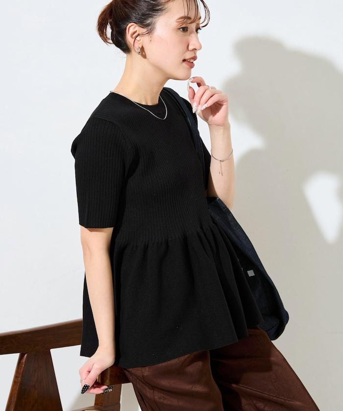 夏季針織短袖荷葉邊上衣