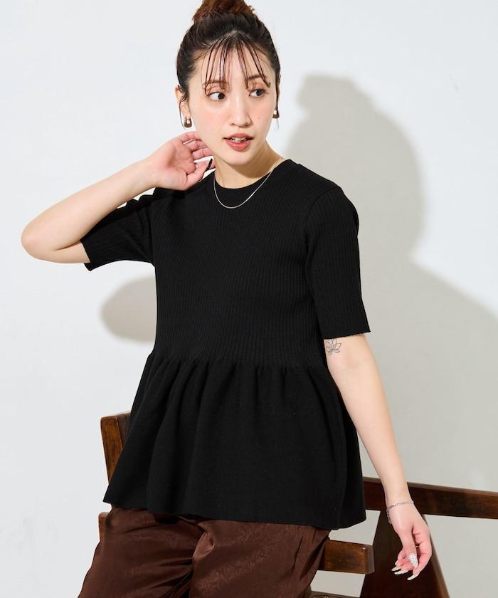 夏季針織短袖荷葉邊上衣