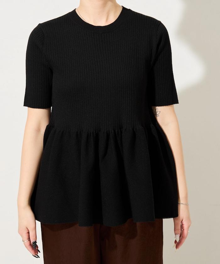 夏季針織短袖荷葉邊上衣