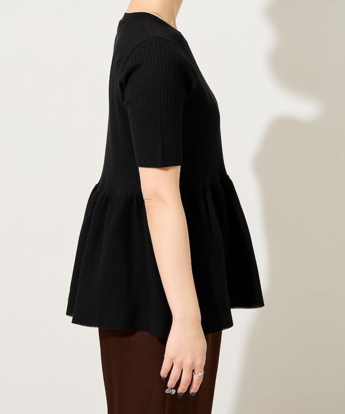 夏季針織短袖荷葉邊上衣