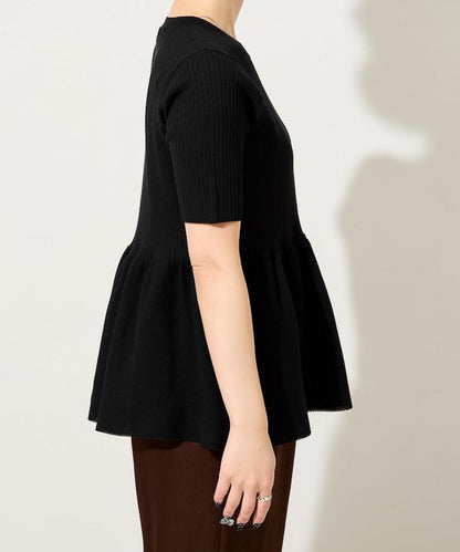 夏季針織短袖荷葉邊上衣