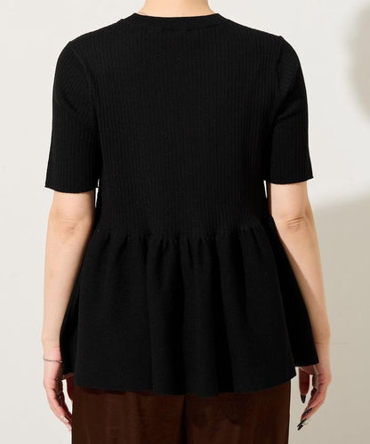 夏季針織短袖荷葉邊上衣