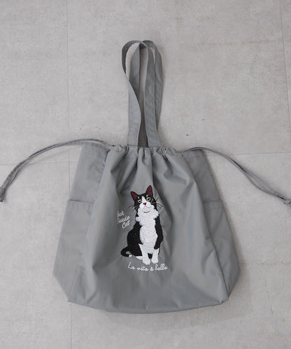 適合散步的 動物刺繡 束口托特包