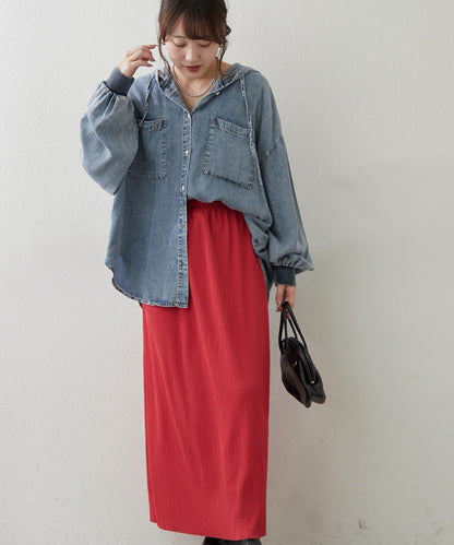 舒適顯瘦羅紋修身半身裙