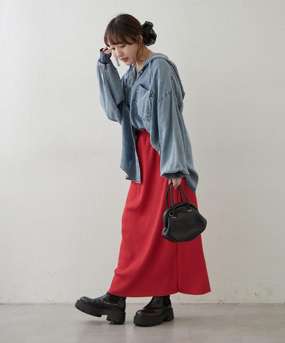 舒適顯瘦羅紋修身半身裙