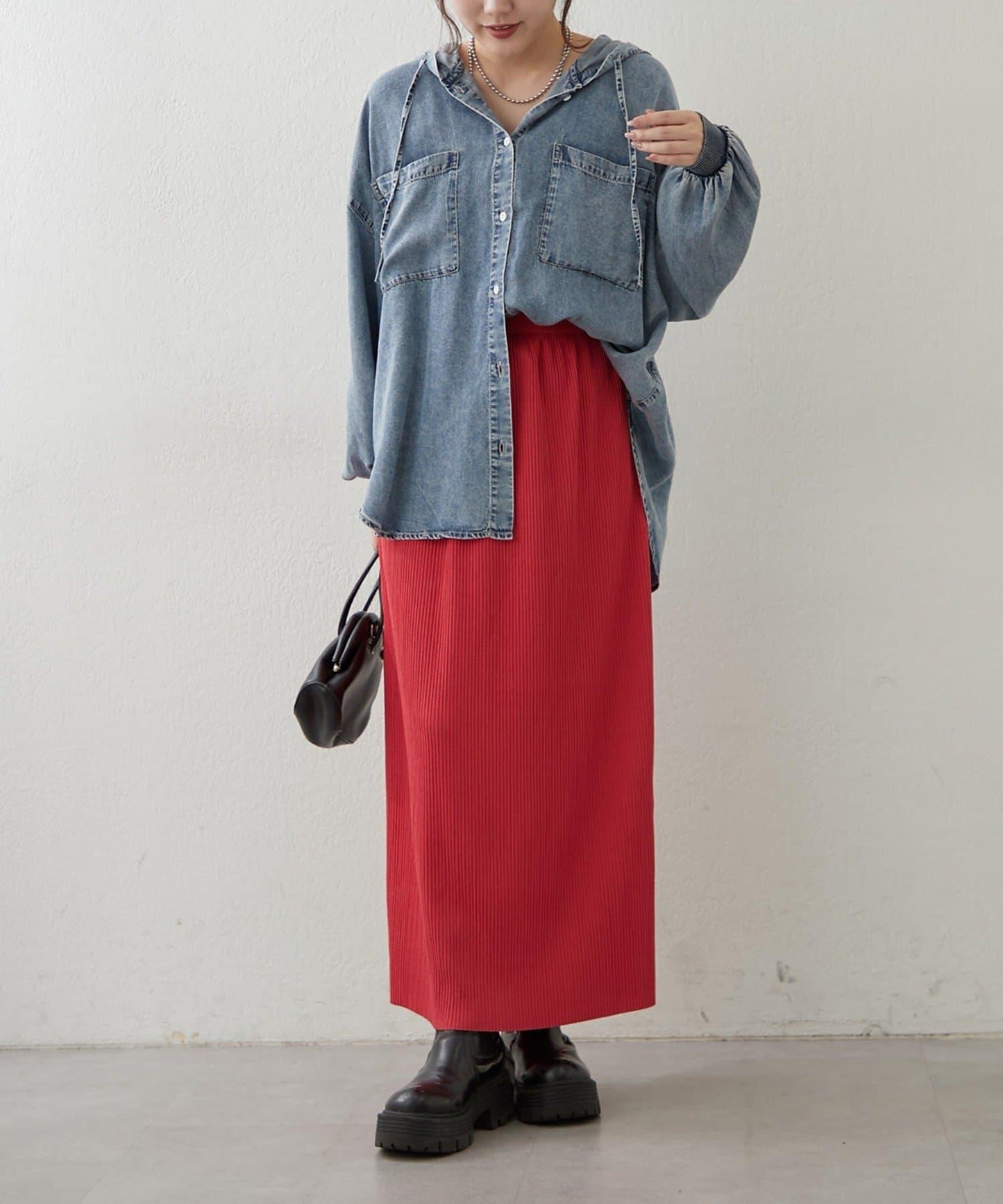 舒適顯瘦羅紋修身半身裙