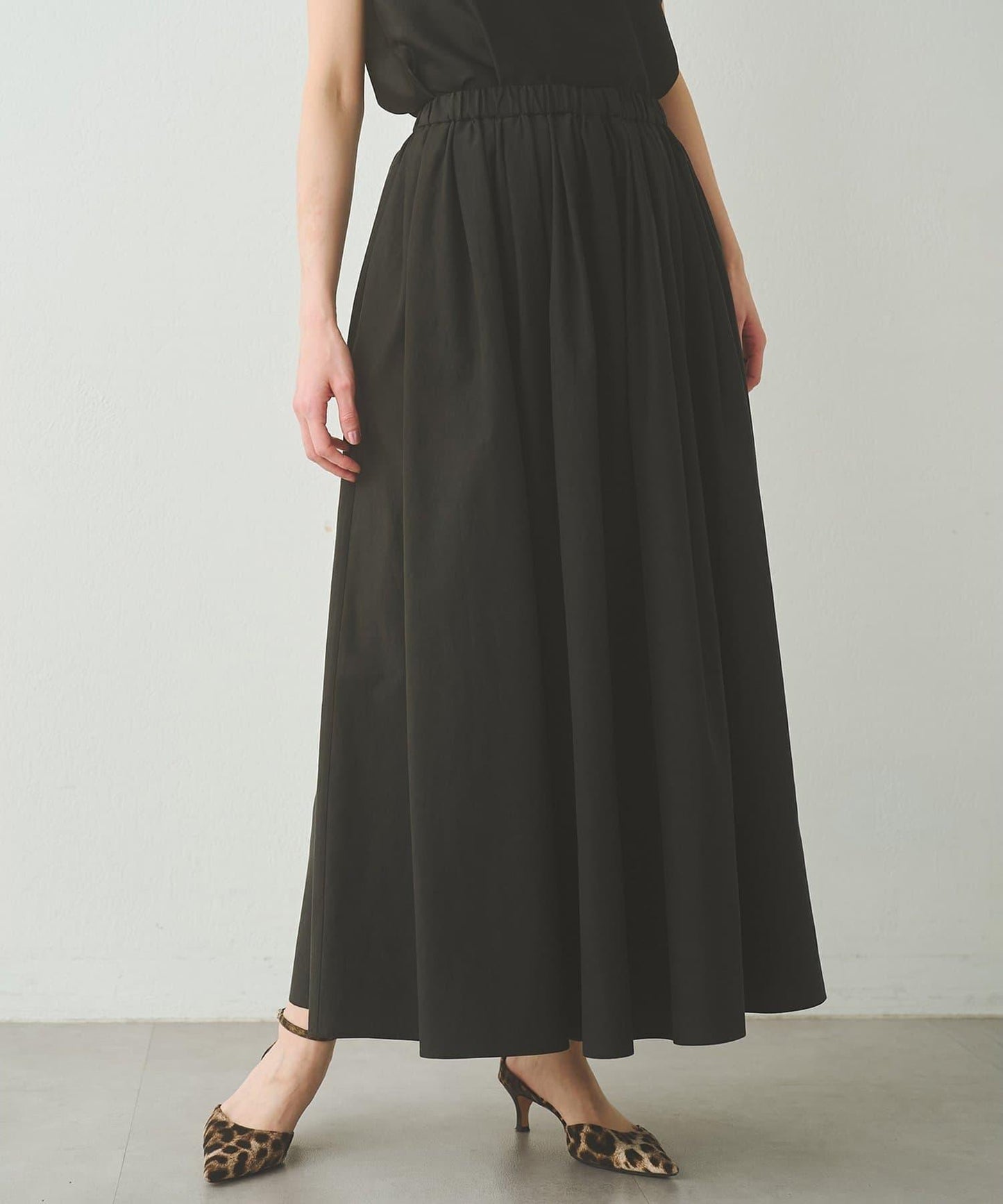 Drawing Numbers 天絲棉交織抽褶半身裙