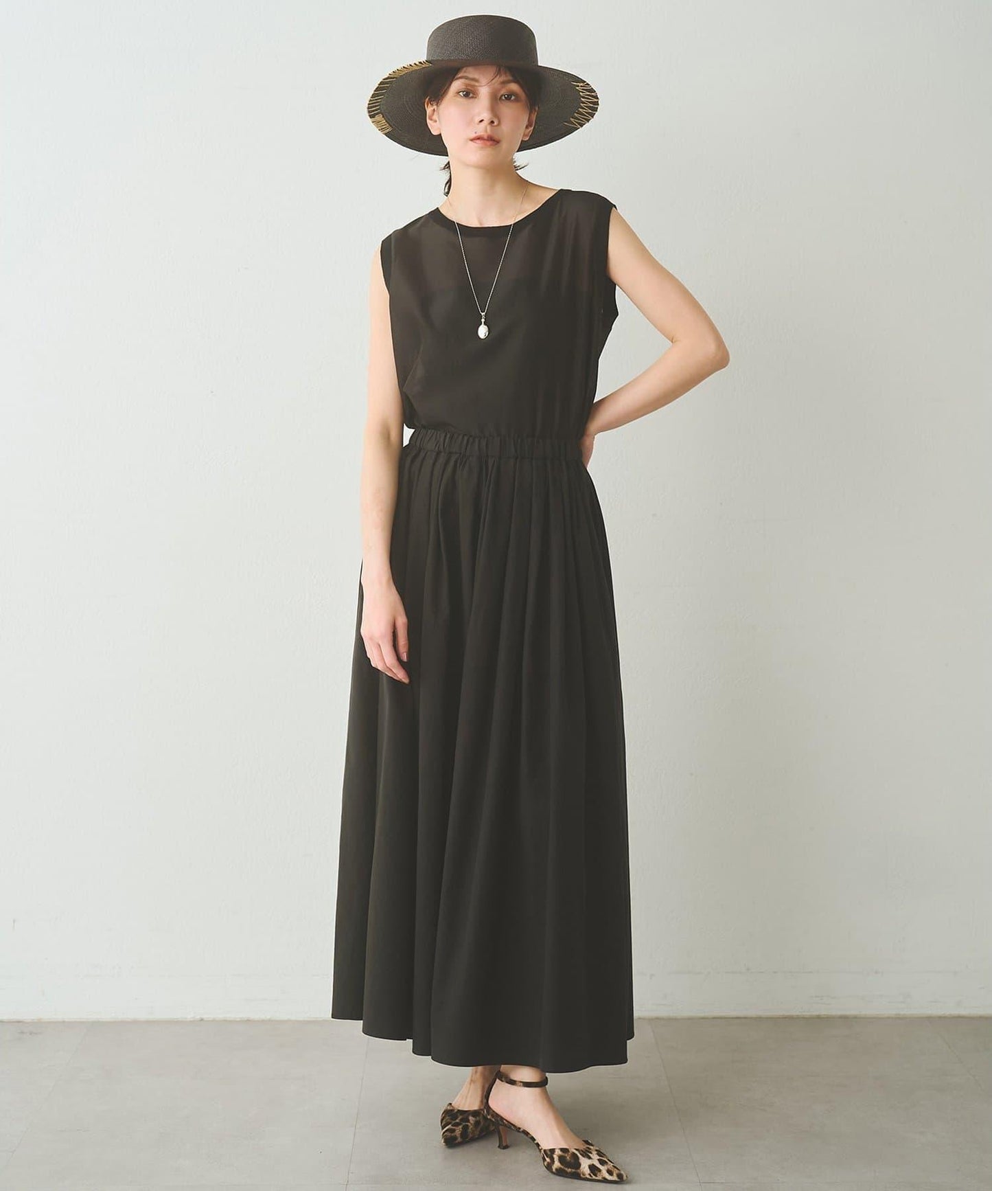 Drawing Numbers 天絲棉交織抽褶半身裙