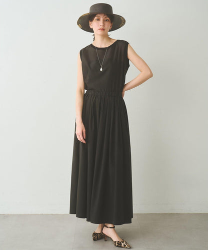 Drawing Numbers 天絲棉交織抽褶半身裙