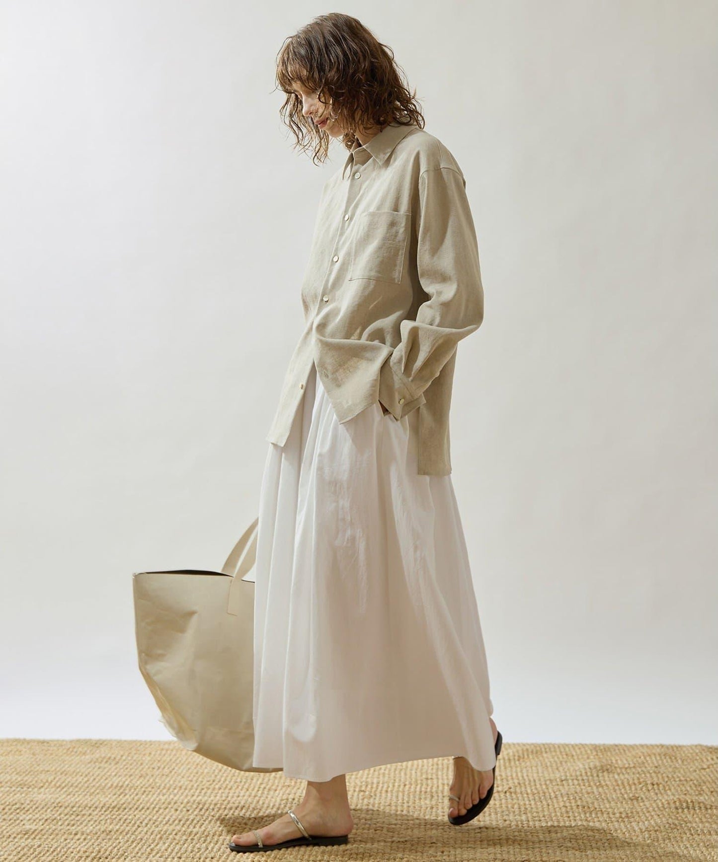 Drawing Numbers 天絲棉交織抽褶半身裙