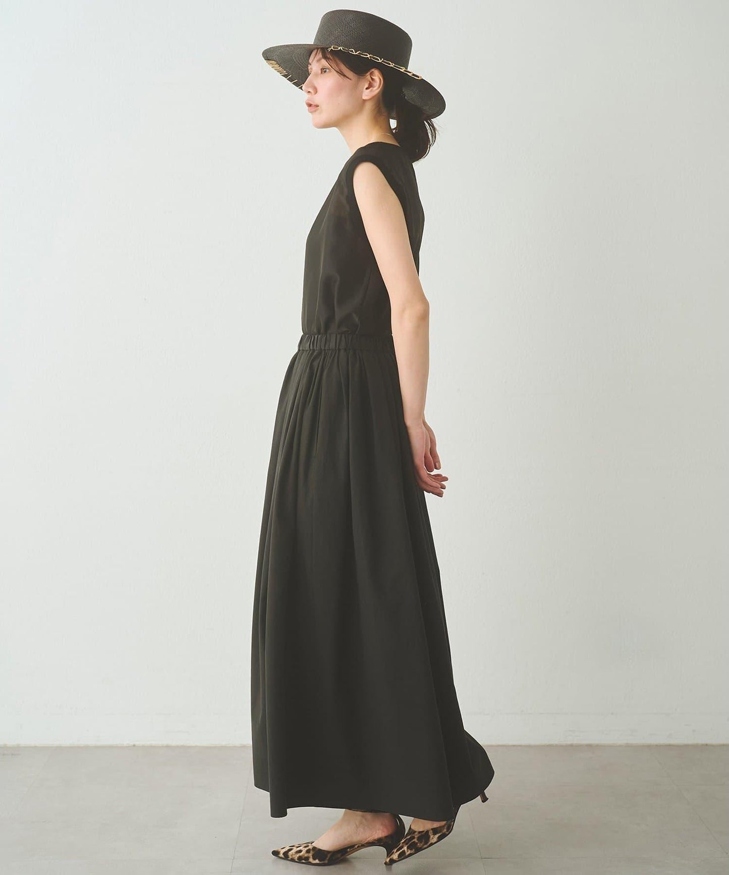 Drawing Numbers 天絲棉交織抽褶半身裙