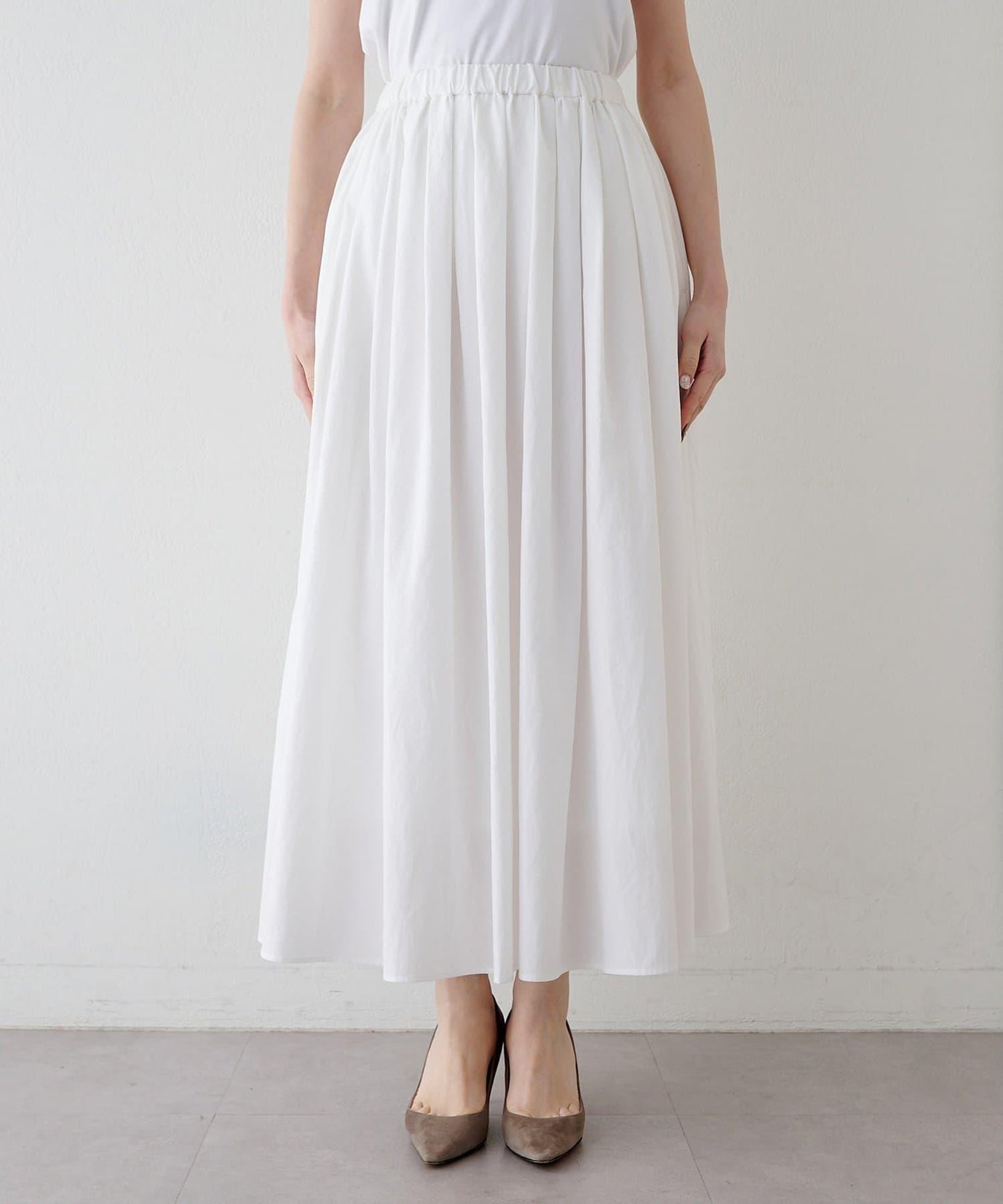 Drawing Numbers 天絲棉交織抽褶半身裙