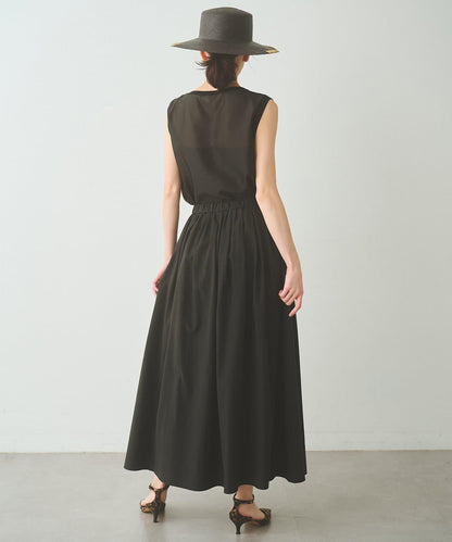 Drawing Numbers 天絲棉交織抽褶半身裙