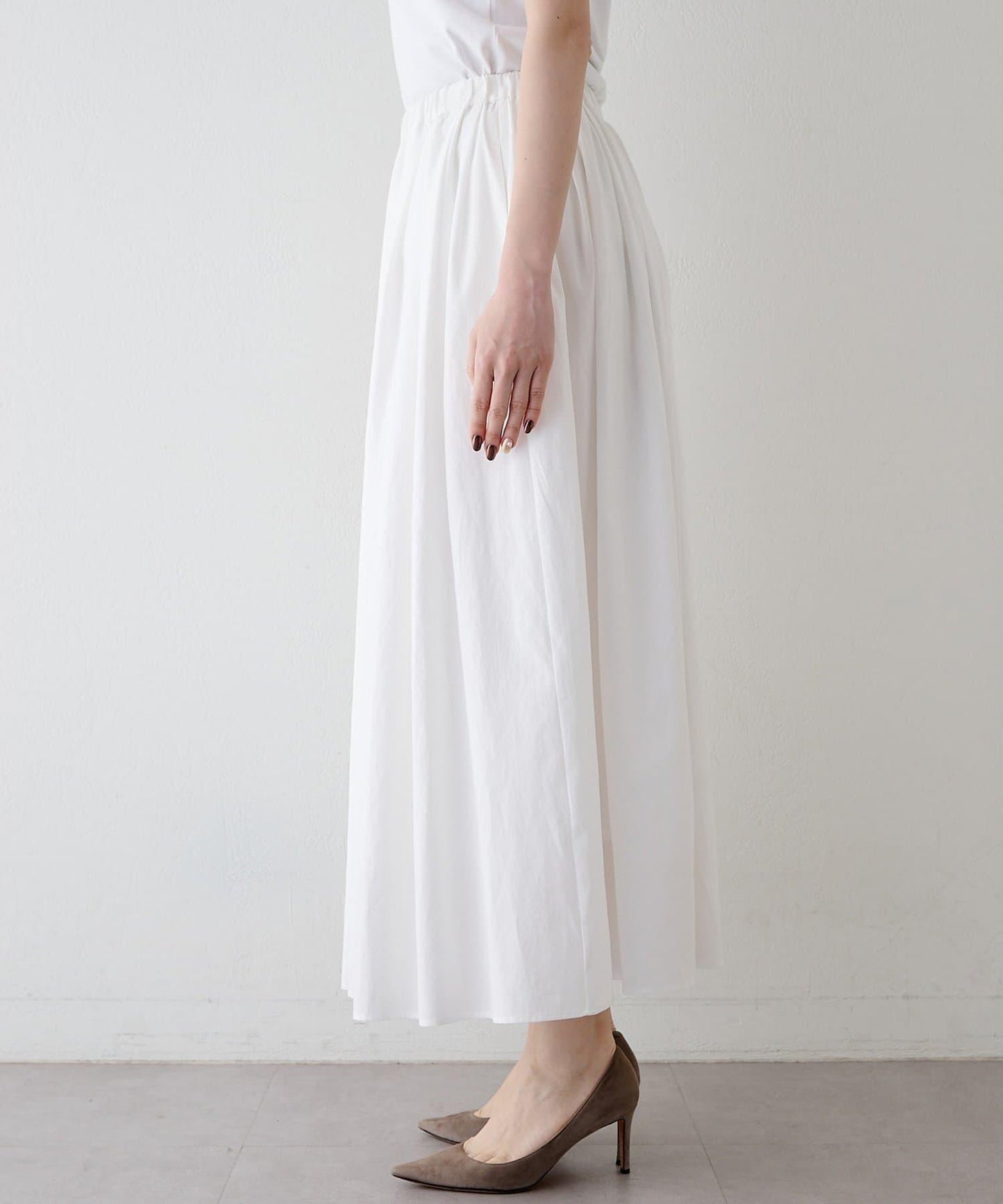 Drawing Numbers 天絲棉交織抽褶半身裙