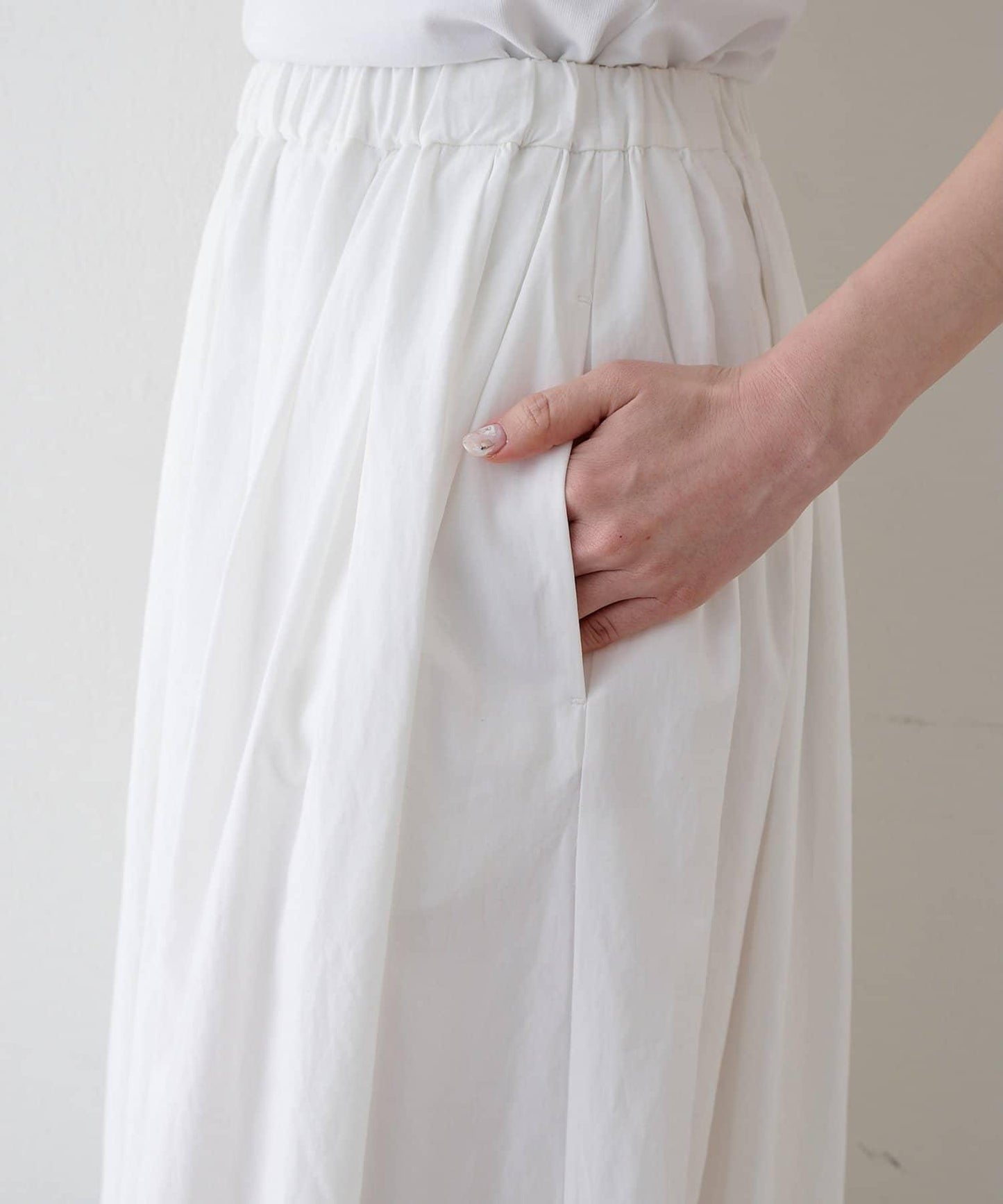 Drawing Numbers 天絲棉交織抽褶半身裙