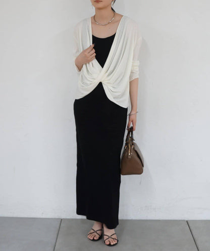 2way 裹身設計 輕薄透紗 套頭上衣