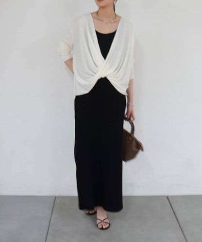 2way 裹身設計 輕薄透紗 套頭上衣