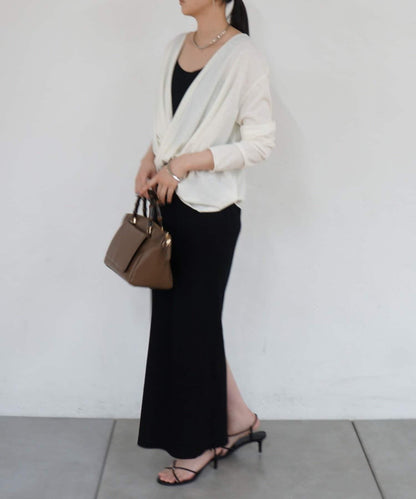 2way 裹身設計 輕薄透紗 套頭上衣