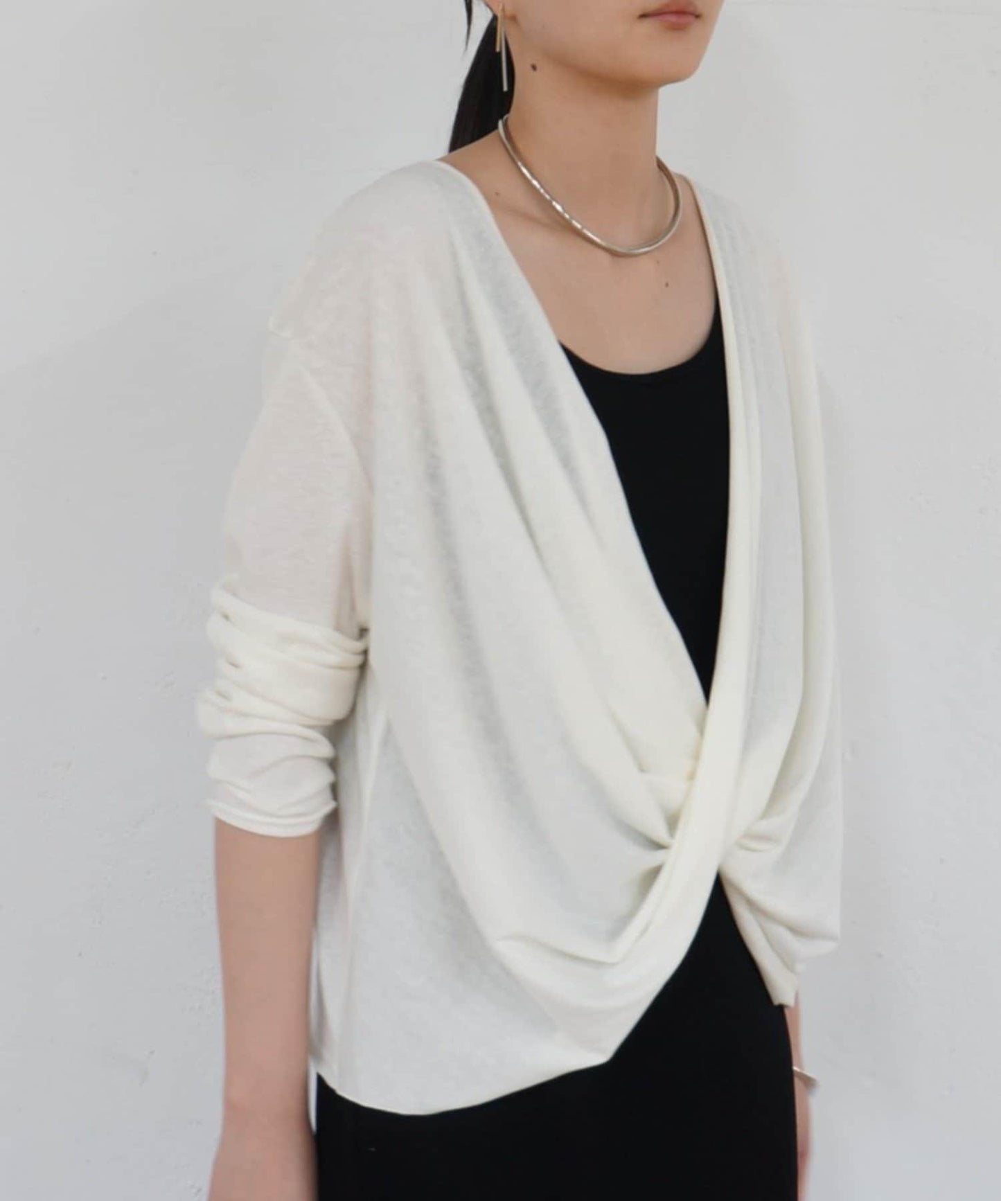 2way 裹身設計 輕薄透紗 套頭上衣