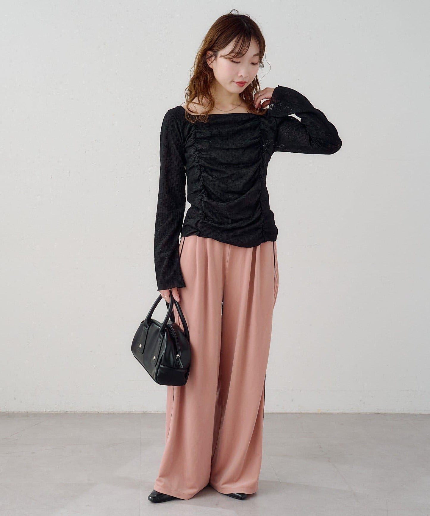 B 天鵝絨側邊條紋褲