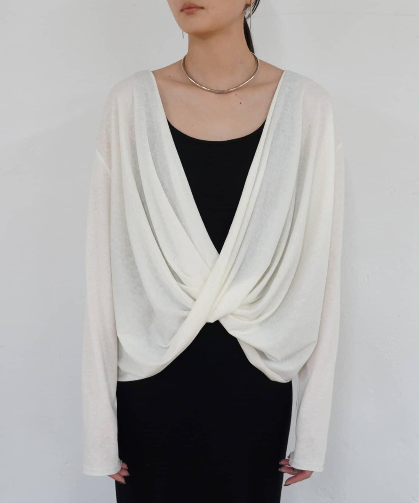 2way 裹身設計 輕薄透紗 套頭上衣