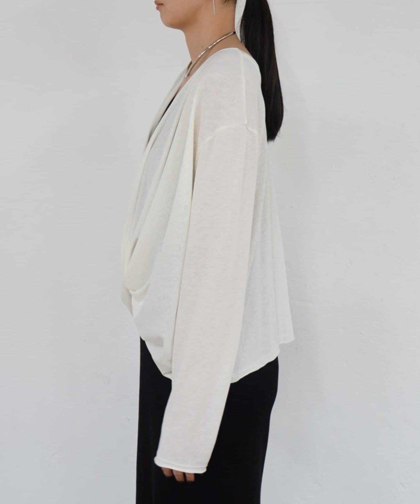 2way 裹身設計 輕薄透紗 套頭上衣