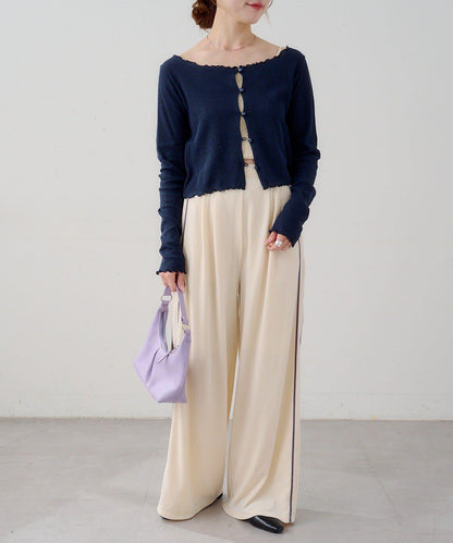 B 天鵝絨側邊條紋褲