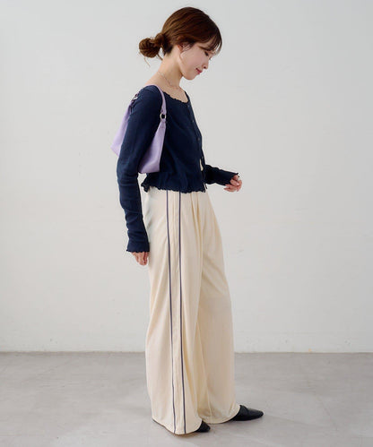 B 天鵝絨側邊條紋褲