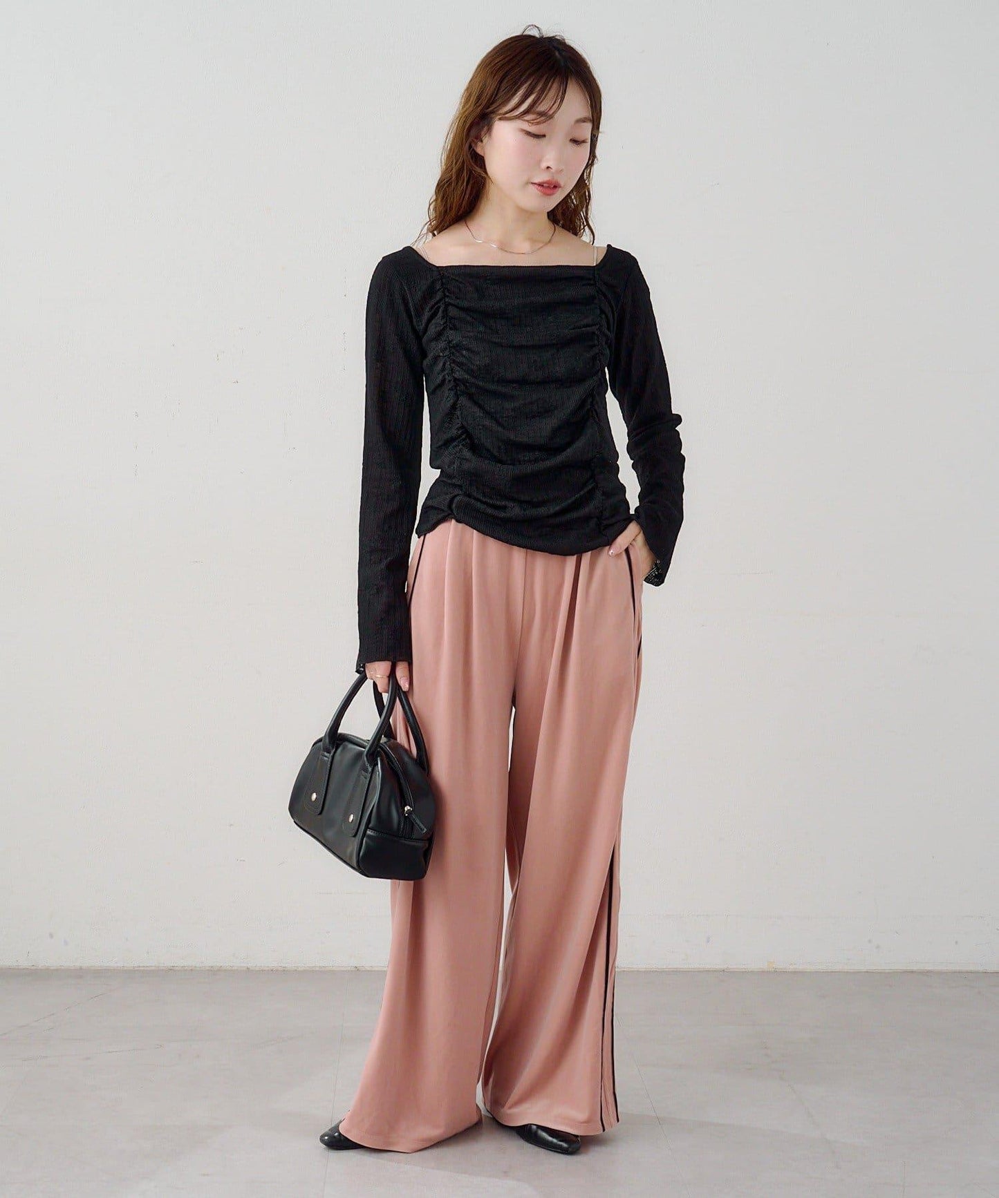 B 天鵝絨側邊條紋褲