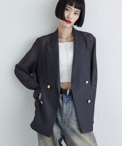 網眼雙排扣西裝外套