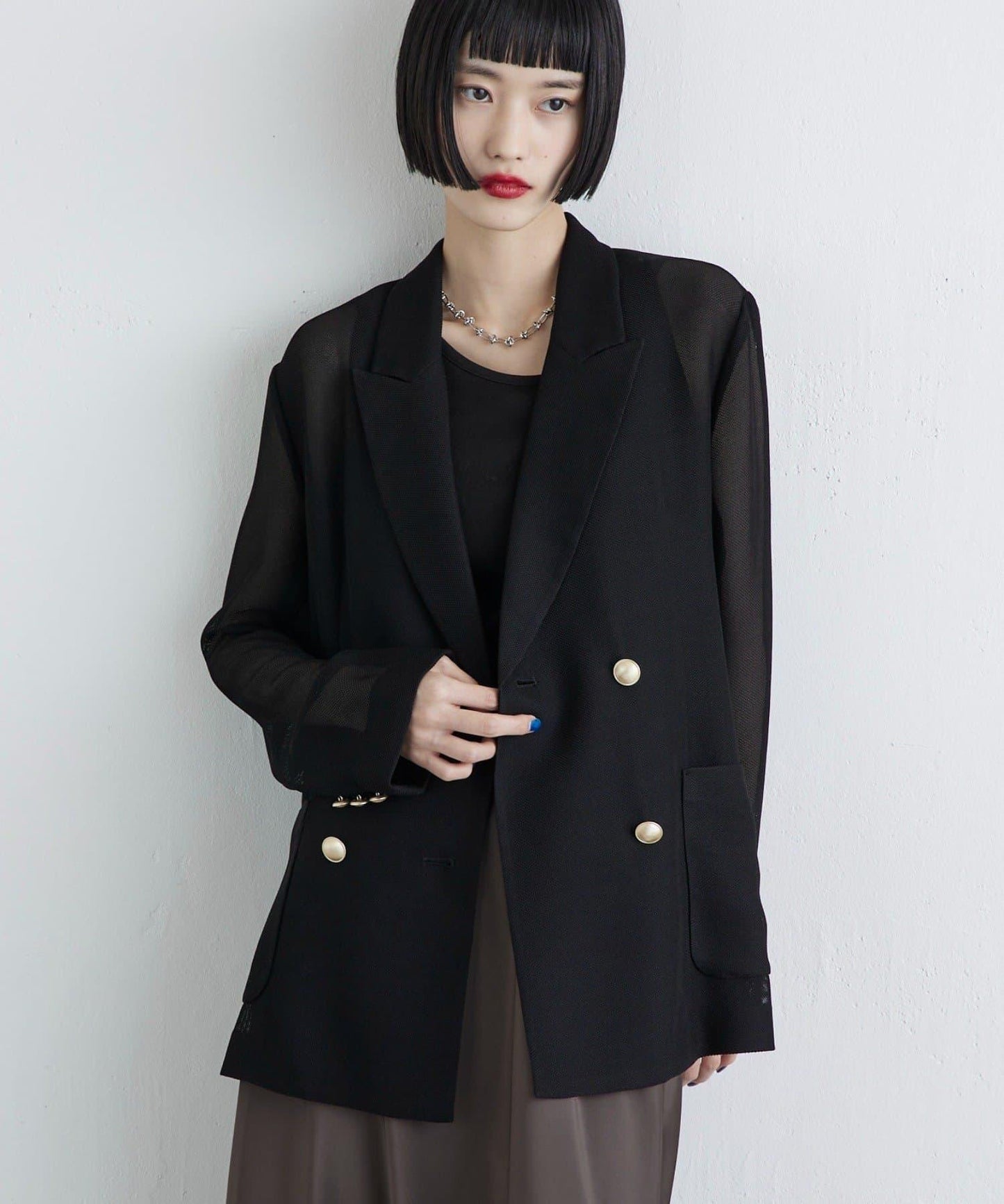 網眼雙排扣西裝外套