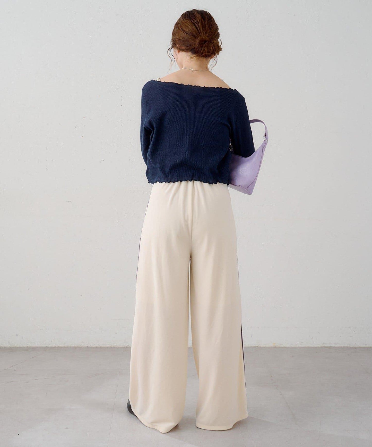 B 天鵝絨側邊條紋褲