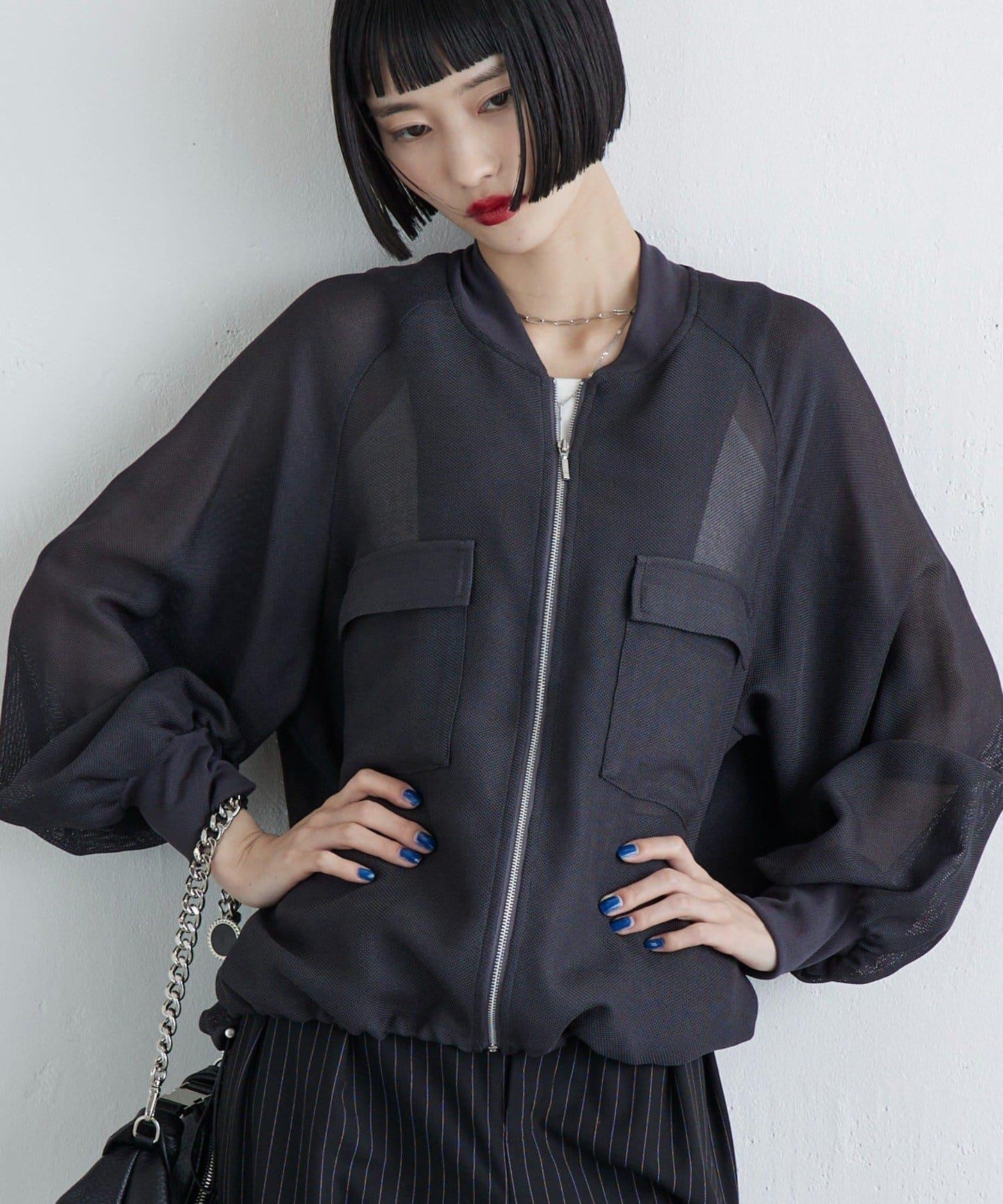 網眼拉鍊夾克外套