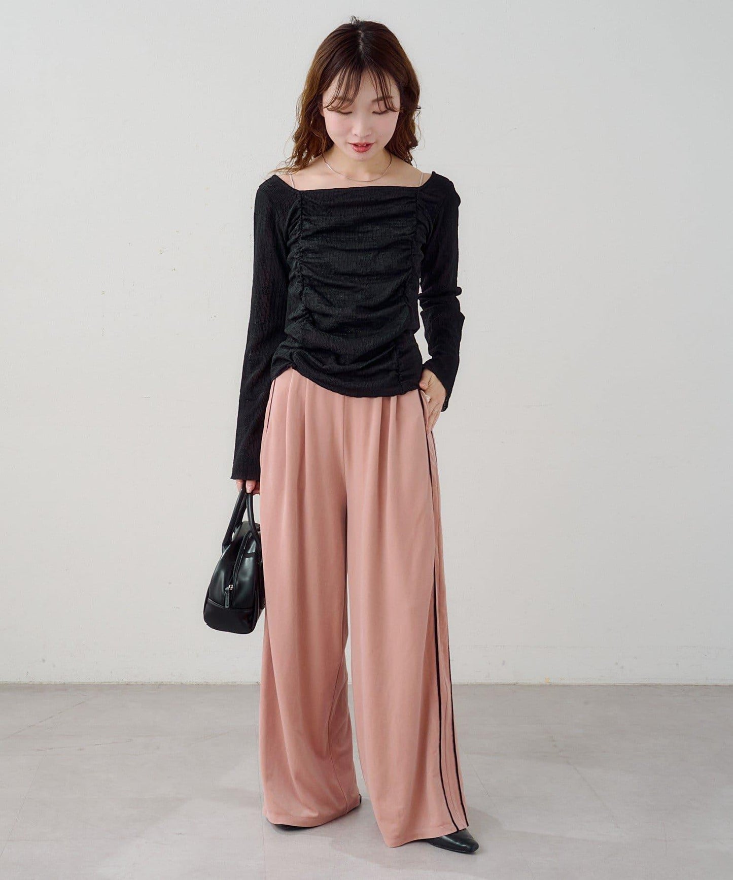 B 天鵝絨側邊條紋褲