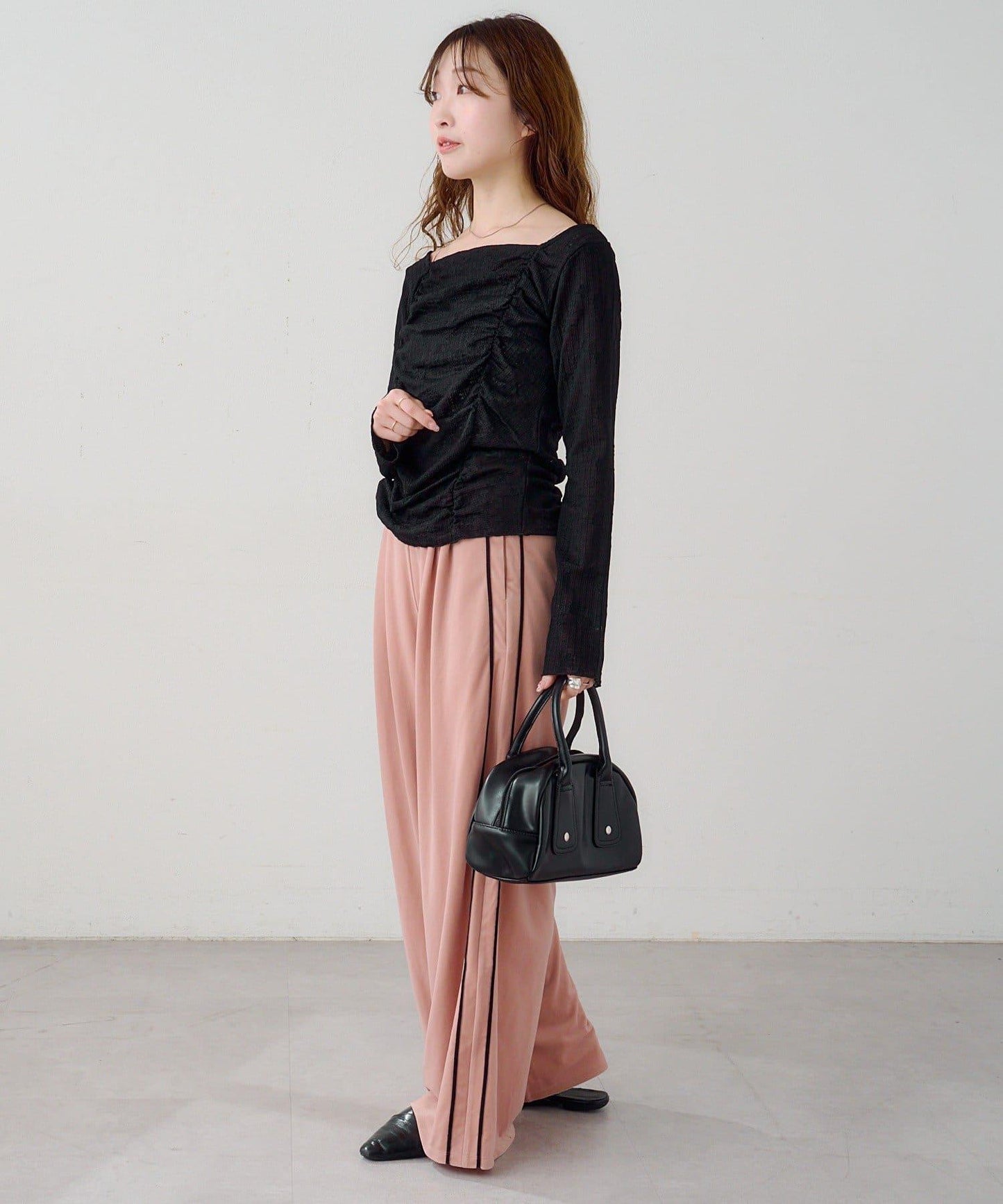 B 天鵝絨側邊條紋褲