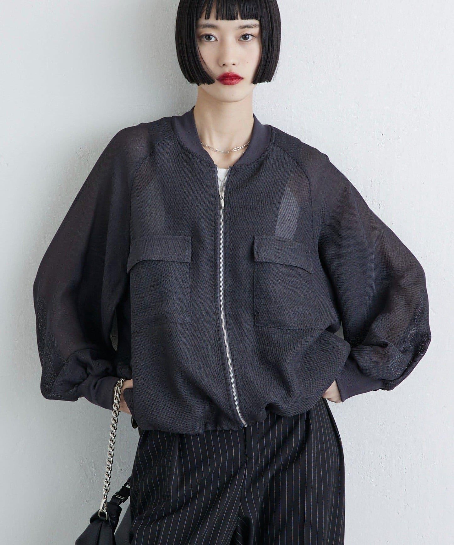 網眼拉鍊夾克外套