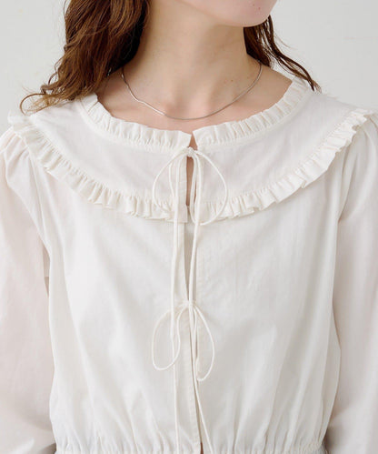 B棉質蕾絲 荷葉邊 襯衫