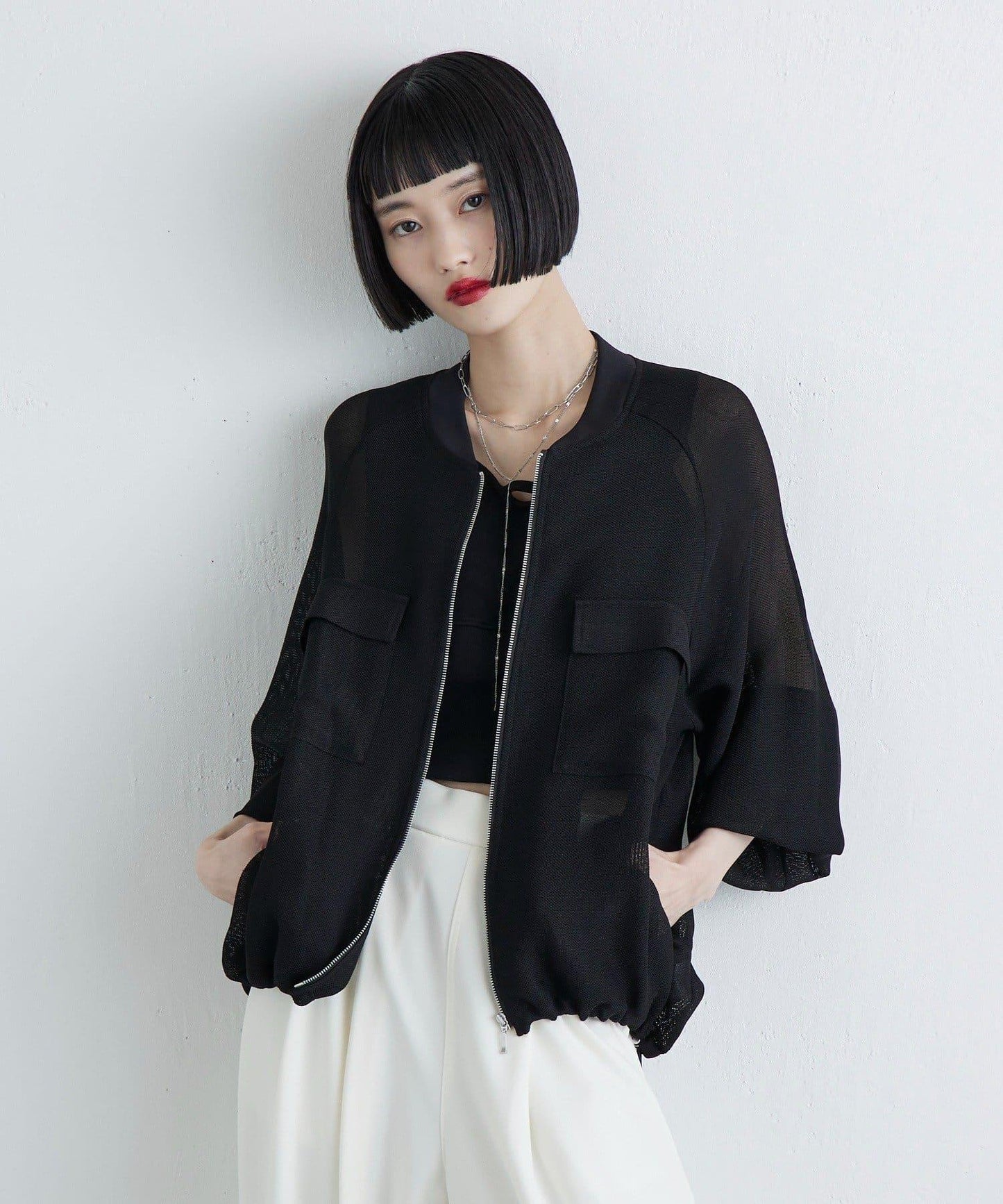 網眼拉鍊夾克外套