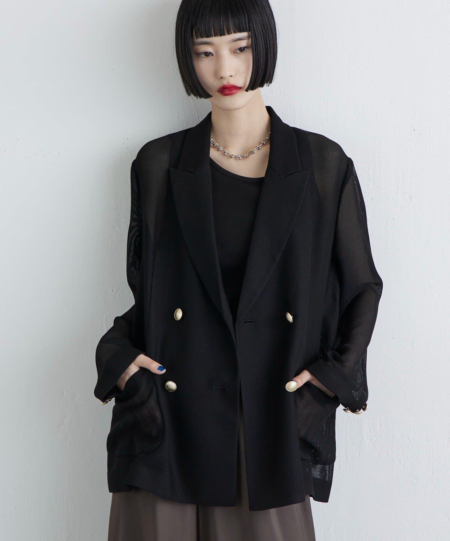 網眼雙排扣西裝外套