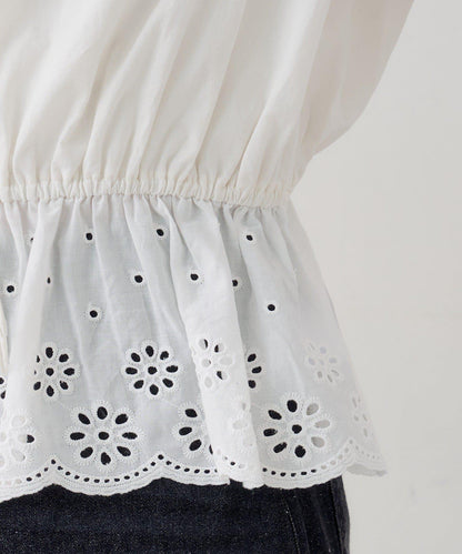 B棉質蕾絲 荷葉邊 襯衫