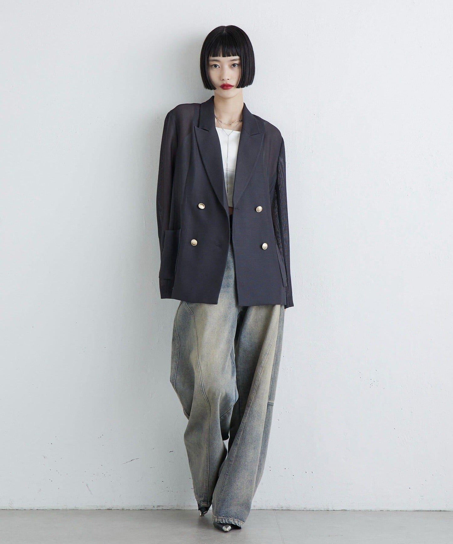 網眼雙排扣西裝外套