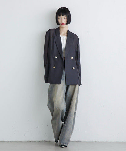 網眼雙排扣西裝外套