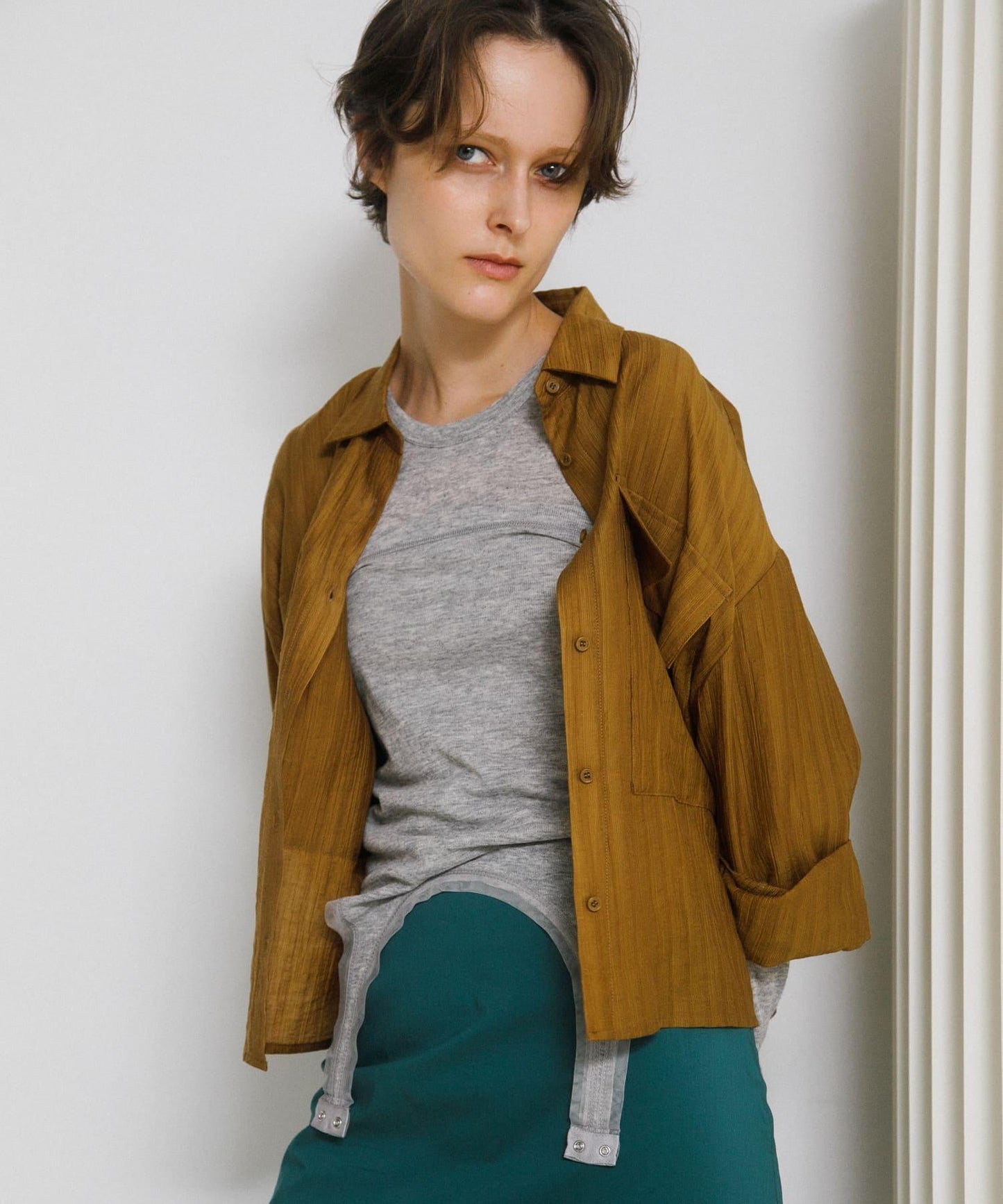 層疊滾邊設計 T恤 layered piping tee