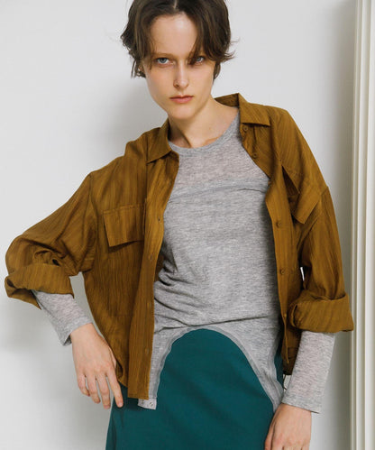 層疊滾邊設計 T恤 layered piping tee