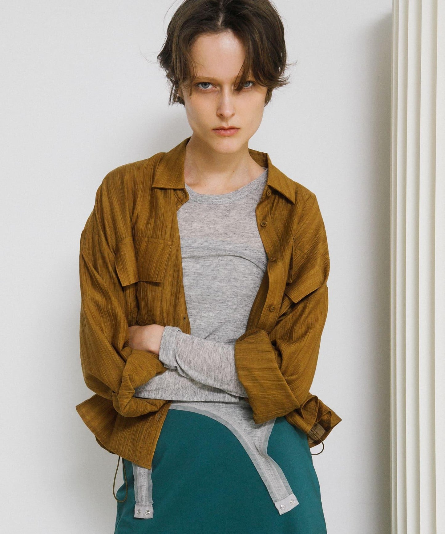 層疊滾邊設計 T恤 layered piping tee