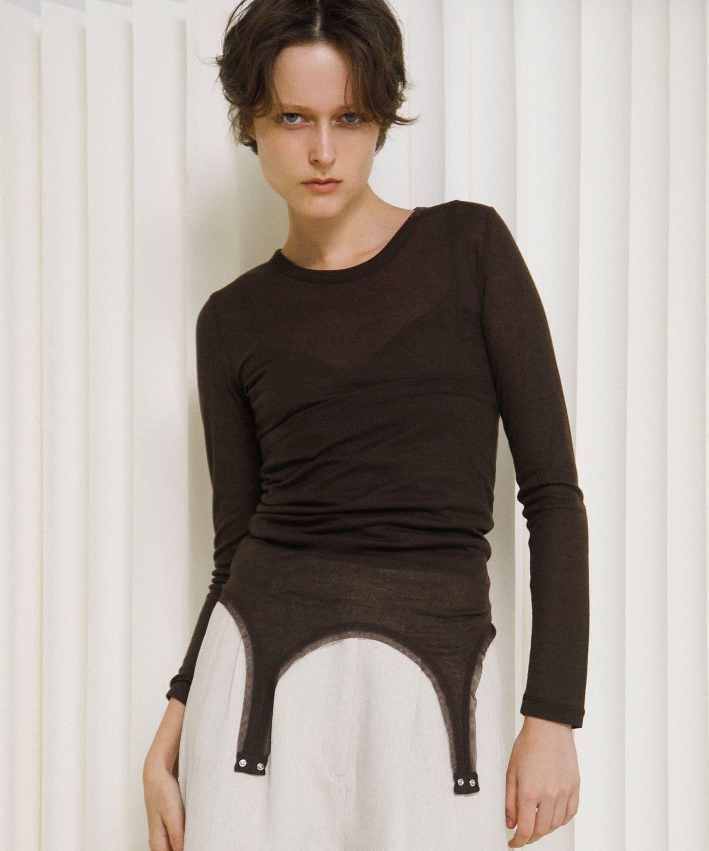 層疊滾邊設計 T恤 layered piping tee