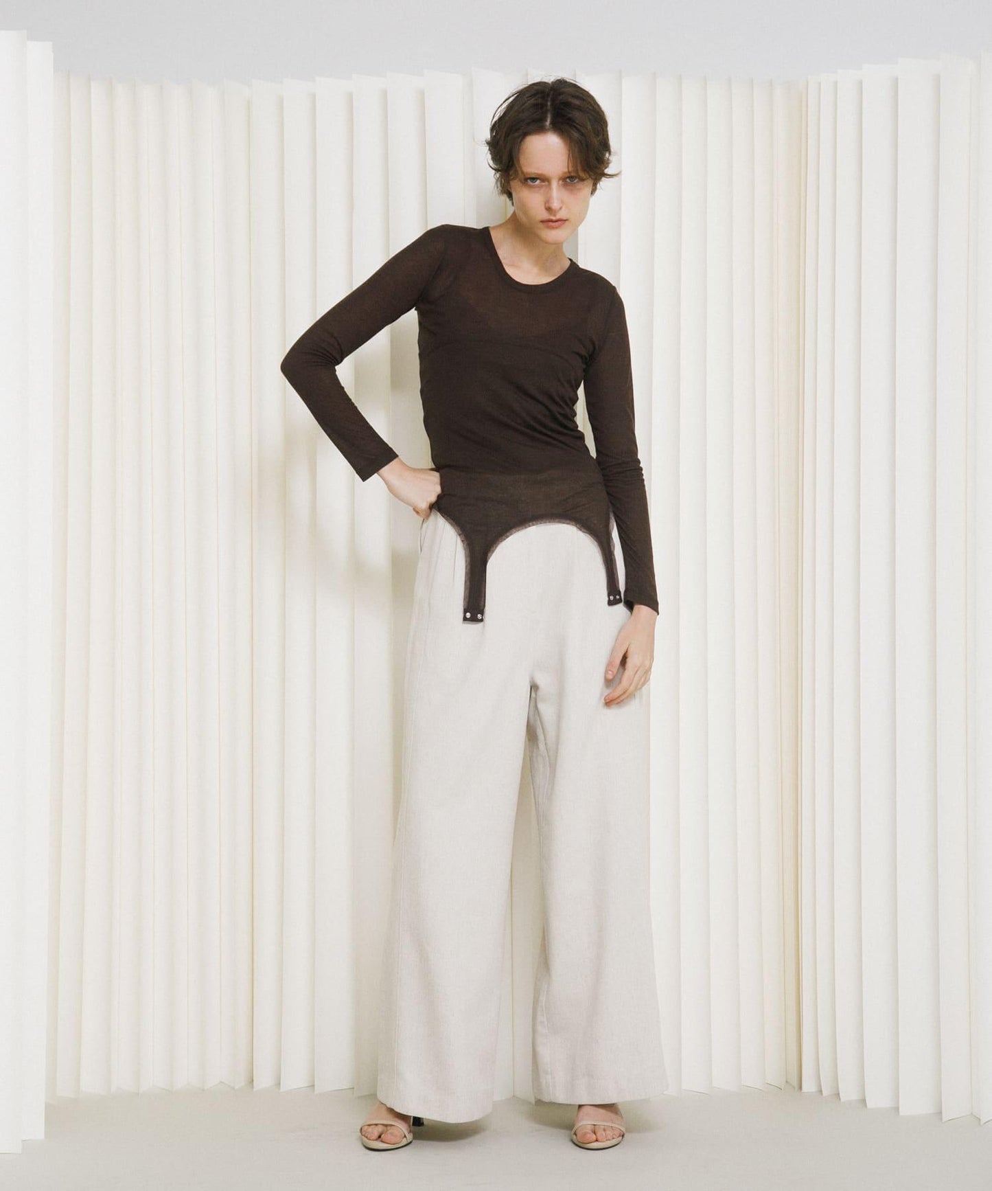 層疊滾邊設計 T恤 layered piping tee