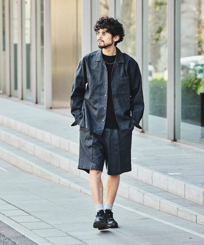 亞麻棉鬆緊休閒短褲