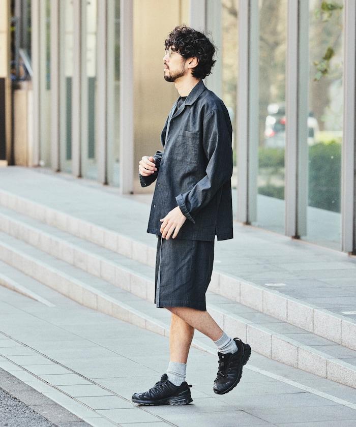 亞麻棉鬆緊休閒短褲